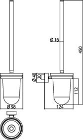Emco Bad rondo 2 Bürstengarnitur Glasteil satiniert, Stiel chrom, chrom