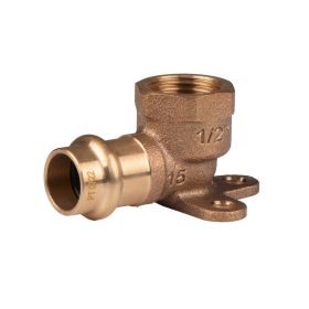 Kupfer Pressfitting Wandwinkel 90° aus Rotguss 15 mm - 1/2" IG V+M-Kontur DVGW