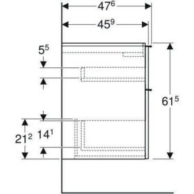 Geberit iCon Unterschrank für WT, 2 Schu 74x61,5x47,6cm, weiß matt