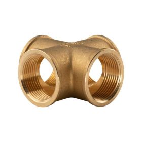 Messing Gewinde-Fitting Kreuzstück 1 1/4"IG (DN32) - schwere Ausführung