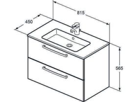 Waschtisch/Möbel-Paket Eurovit Plus 815x450x565mm Weiß / Hgl.weiß lackiert