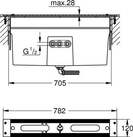GROHE 4/5-L-Wannenkombination Unterbau 29037_2 Fliesenbankmontage DIN18534:2017