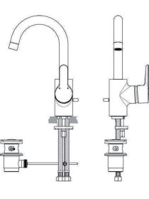 Ideal Standard WT-Armatur Connect Blue, m.hohem Ausl., Ausld. 146mm, Chrom