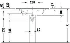 Möbelwaschtisch ME by Starck 830 mm mit ÜL, mit HLB, 1 HL, weiß