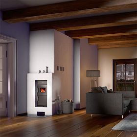 Buderus Logaflame HLS117 N Festbrennstoff-Heizeinsatz 8 kW Rostfeuerung mit Frontplatte  790 x 396 mm ohne Kuppel Nischeneinbau