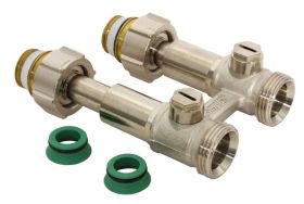 Simplex Hahnblock DT2/50 Exclusiv, Durchgangsform mit Ausgleichtsteleskop, für Heizkörper mit ¾ Zoll AG