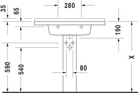 Möbelwaschtisch Starck 3 850 mm mit ÜL, mit HLB, 1 HL, weiß