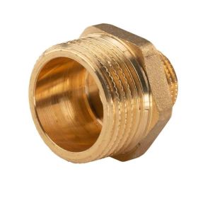 Messing Gewinde-Fitting Reduziernippel 1"AG (DN 25) - 1/2"AG (DN 15) - schwere Ausführung