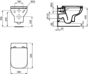 Ideal Standard WC-Paket i.life A Randlos m.WC-Sitz Softclose Weiß