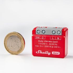 Shelly 1PM Gen4 1-Kanal-Relais WLAN-gesteuerter Smart-Schalter mit potentialfreien Kontakten max. 16A, WLAN, Matter, Zigbee, BT, unterputz