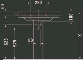 Möbelwaschtisch D-Code 850 mm mit ÜL, mit HLB, 1 HL, weiß