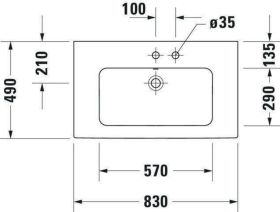 Möbelwaschtisch ME by Starck 830 mm mit ÜL, mit HLB, 1 HL, weiß