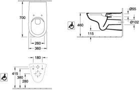 Villeroy & Boch Tiefspül-WC Vita spülrandlos O. Vita 4601R0 360x700mm Oval Weiß Alpin