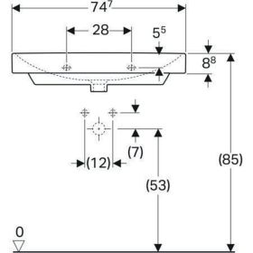 Geberit Smyle Square Waschtisch, 75x48cm m. Hl., m. Ül., weiß