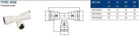 Aluverbund Steckfitting Henco Vision T-Stück Mittelabgang reduziert 26 x 3 - 20 x 2 - 26 x 3 5 Stück