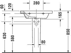 Möbelwaschtisch DuraStyle 650 mm mit ÜL, mit HLB, 1 HL, weiß