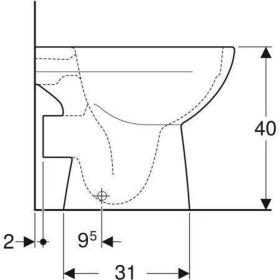 Geberit Renova Stand-WC Tiefspüler, Abg. teilgeschl. Form, Rimfree, manhatten