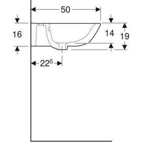 Geberit Renova Waschtisch, 65x50cm m. Hl. mittig, m. Ül., weiß, KeraTect