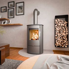 HAAS+SOHN Kaminofen FICUS.s perl-schwarz, mit integriertem Holzfach und Türe 5,15 kW