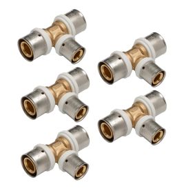 Selfio-Press Aluverbund Pressfitting  T-Stück Mittelabgang reduziert 26 x 3 - 20 x 2 - 26 x 3 TH + U Kontur DVGW - 5 Stück