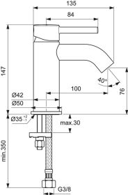 Ideal Standard Waschtischarmatur Ceralin o.Ablgarn. Ausld.100mm Chrom