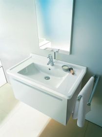 Möbelwaschtisch Starck 3 850 mm mit ÜL, mit HLB, 1 HL, weiß