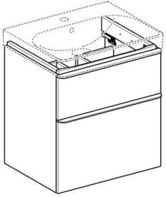 Geberit Smyle Square US für WT, m. 2 Sch 58,4x61,7x47cm, Nussbaum