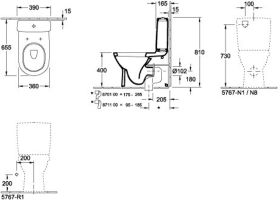 Villeroy & Boch Tiefspül-WC für Kombination O.n 565810 360x640mm Oval Weiß Alpin