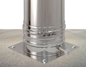 Schornstein Grundplatte Bodenmontage Edelstahl DW mit seitlichem Ablauf DN 150