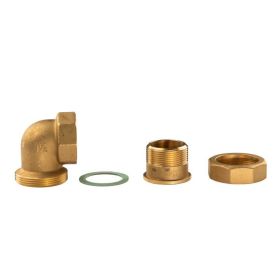 Messing Gewinde-Fitting Winkelverschraubung 90° flachdichtend 1 1/2"IG - 1 1/2"AG (DN 40) - schwere Ausführung