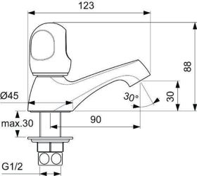 Ideal Standard Standventil Alpha, Auslad Chrom