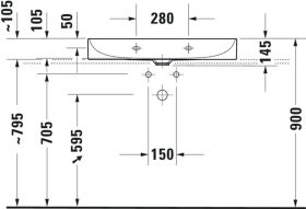 Duravit Möbelwaschtisch DuraSquare 800mm o. ÜL, mit HLB, o.HL, weiß WonderGliss