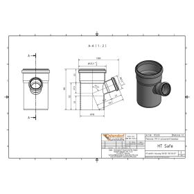 HTsafeEA Abzweig DN/OD 110/50 67,5 Grad