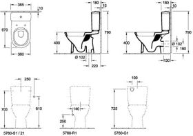 Villeroy & Boch Tiefspül-WC für Kombination O.n 566110 360x670mm Oval Weiß Alpin
