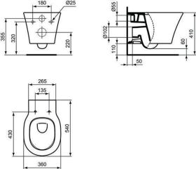 Wand-T-WC Connect Air AquaBlade unsichtbare Bef. 360x540x350mm Weiß