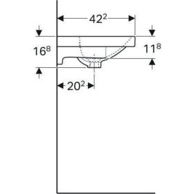 Geberit Acanto WT, verk. Ausladung, 75x4 Ablagefläche, m. Hl., m. Ül., weiß