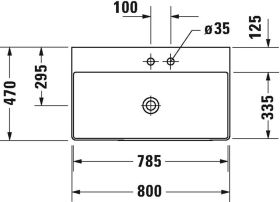 Duravit Möbelwaschtisch DuraSquare 800mm o. ÜL, mit HLB, o.HL, weiß WonderGliss