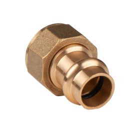 Kupfer Pressfitting Übergangsverschraubung aus Rotguss 15 mm - 1/2" IG (Überwurf) flachdichtend V+M-Kontur DVGW