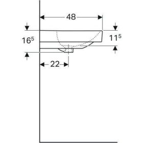 Geberit Smyle Square Waschtisch, 75x48cm m. Hl., m. Ül., weiß