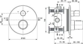 Ideal Standard Badethermostat UP Cerathe Bausatz 2, Rosette d:163mm, Silk Black