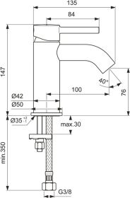 Ideal Standard Waschtischarmatur Ceralin o.Ablgarn. Ausld.100mm Chrom
