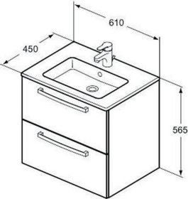 Ideal Standard Waschtisch/Möbel-Paket Eu 610x450x565mm Weiß / Lava Grau Dekor