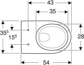 Geberit Renova Wand-WC Tiefspüler, Rimfr weiß, KeraTect