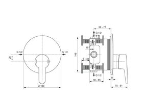 Ideal Standard Brausearmatur UP Ceraplus Rosette d:163mm Chrombrause
