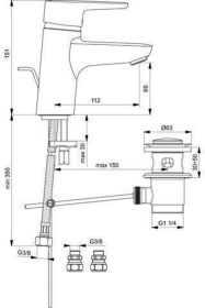 Ideal Standard Waschtischarmatur Connect m.Ablgarn., Ausld. 112mm, Chrom