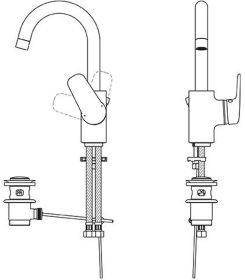 Ideal Standard WT-Armatur Ceraflex, m.ho m.Ablgarn., Ausld. 146mm, Chrom