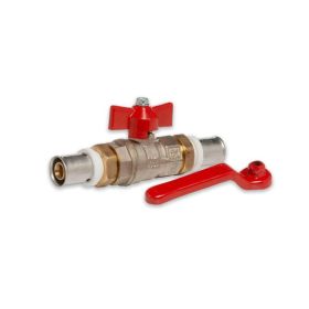 Selfio-Press Aluverbund Pressfitting  Kugelhahn 16 x 2 mm Flügelgriff rot TH + U Kontur