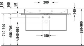 Möbel-WT DuraSquare 1000mm o. ÜL, 2 HL, geschl., weiß