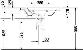 Möbelwaschtisch DuraStyle 800 mm mit ÜL, mit HLB, 1 HL, weiß