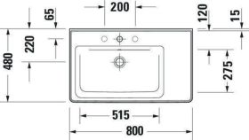 Duravit Möbelwaschtisch D-Neo, 800mm, we 1 HL, Becken links